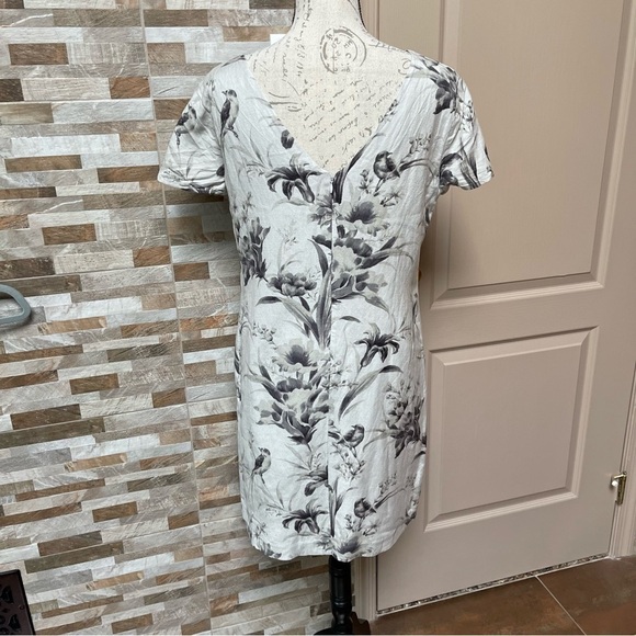 NWT ANN TAYLOR LOFT FLORAL LINEN V-BACK DRESS CUTE COMFY FLATTERING DRESS SZ 4 - Picture 5 of 12